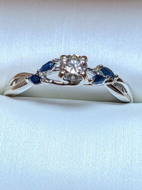 Brilliant Earth Willow 18K White Gold Diamond with Blue Sapphire Accents Ring